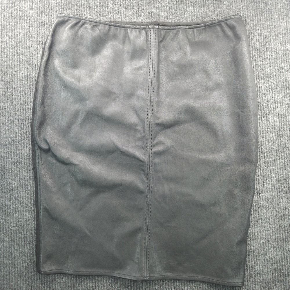 AS by DF Womens Black Leather Front Ponte Back Pencil Skirt Size L Chic Career